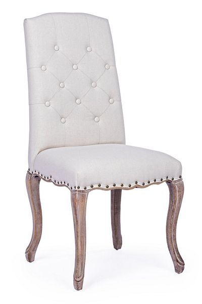 Bizzotto Scaun cu spătar din lemn și tapițerie din bumbac crem Diva 51 cm x 53 cm x 99 h x 48 h