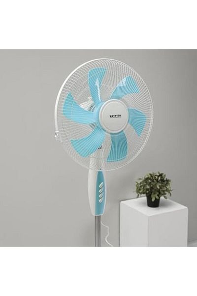 KRYPTON 16" Stand Fan - Pedestal Fan With 6 Leaf Blades For Strong Wind And 3-Speed Levels