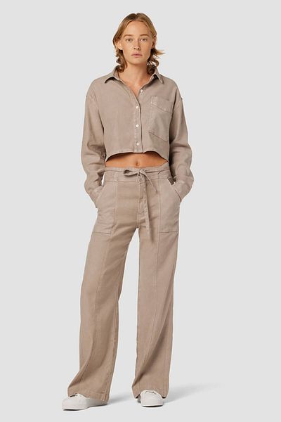 Hudson Pantaloni largi cu talie legată - - Gri, 26