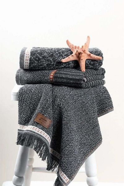 swilex * Box 3-Piece Jacquard Towel Set Denim Anthracite 50X90
