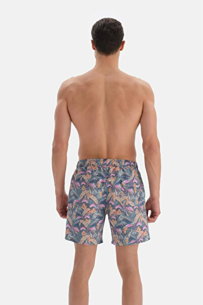 Dagi Hızlı Kuruyan Yaprak Desenli Deniz Şort