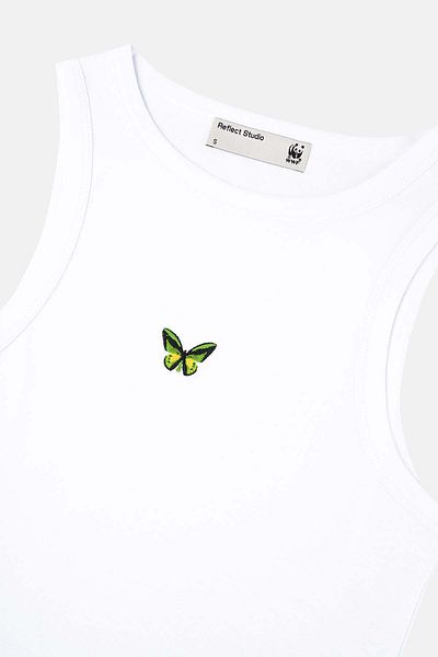 WWF Market Goliath Bird Winged Butterfly Premium κοντό φόρεμα - Λευκό