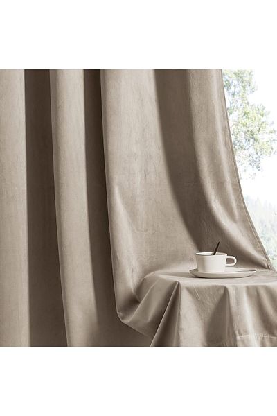 Metropolitan Concept Set of two Konan velvet curtains, grey, worked on staple rings, 2x150x270 cm