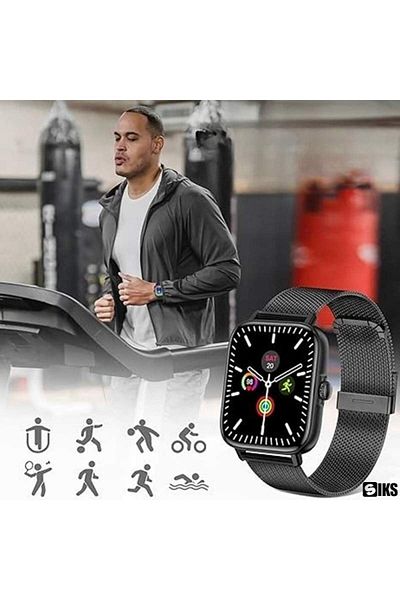 SIKS Smartwatch, Thermometer, Oxygen Saturation, Heart Rate, IOS/Android, Metal Bracelet, Black