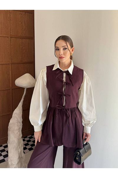 Molly Nelly Women's Summer Vest Pants Tie Suit