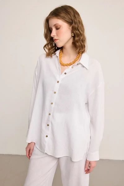 Gusto Relaxed Fit Linen Shirt - White