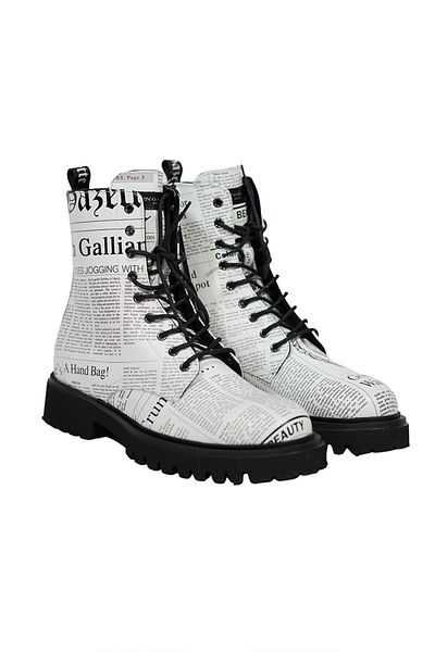John Galliano CALF GAZETTE BOOTS - JOHN GALLIANO - WHITE, 42