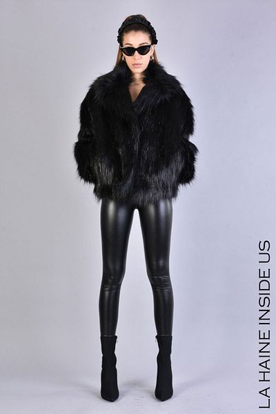 La Haine Inside Us LUREX LINED FUR JACKET - LA HAINE INSIDE US - BLACK, XS/S