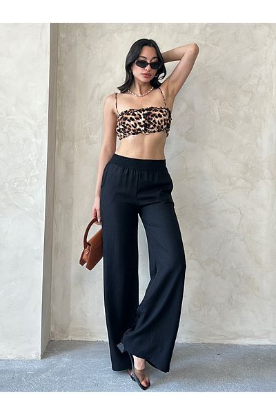 MD trend Women's Straw Corsage Loose Pants