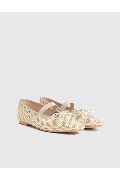 İLVİ Setene Straw Beige Women's Ballerinas