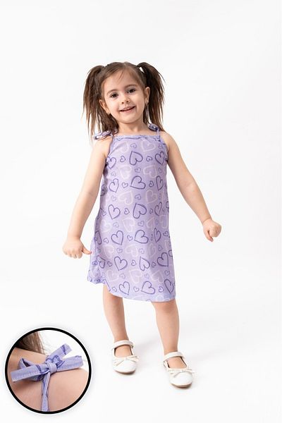 Burliva Yazlik Girl's Printed Dress with Rope Strap