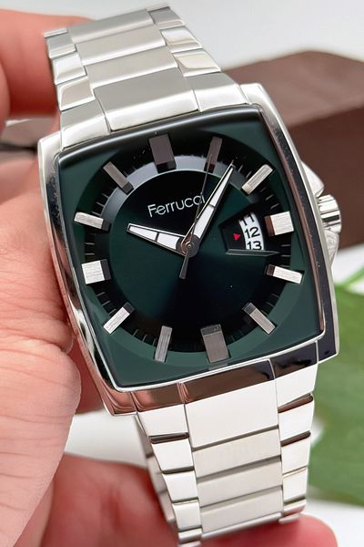 Ferrucci Men's Wrist Watch, Steel Band & Special Design, 3Atm Water Resistant Silver-Green Sdfer163