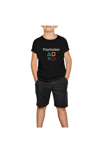 Z zepplin Детска тениска с текст за геймпад Playstation, черна