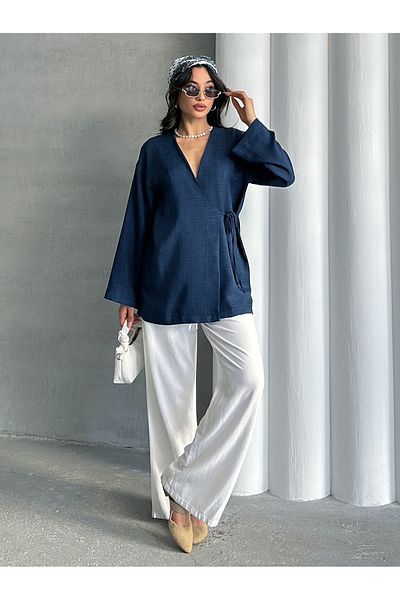 MD trend Women's V-Neck Tie-Up Kimono