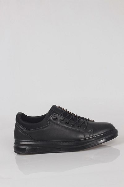 ayakkabiyolla Negru-Negru din piele naturală din piele elastică cu șireturi pantofi casual pentru bărbați