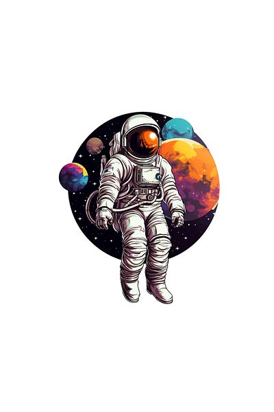 INOVATIX Set de 8 piese, autocolant cu astronaut în spațiu Fabian, INOVATIX®. 6 cm