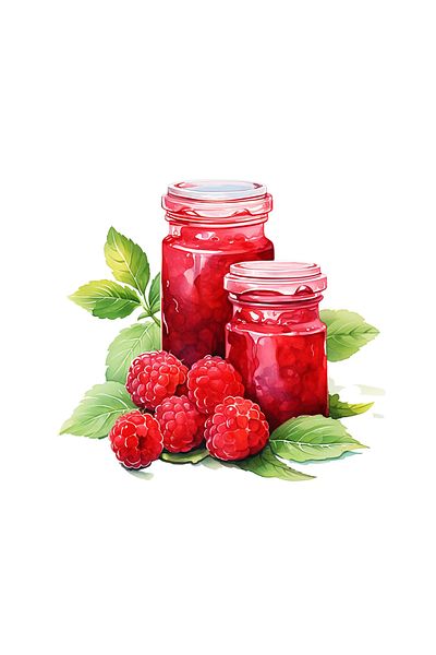 INOVATIX Set de 8 borcane autocolante cu dulceață de zmeură, INOVATIX®. 6 cm