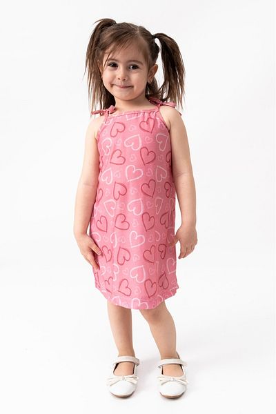 Burliva Yazlik Girl's Printed Dress with Rope Strap