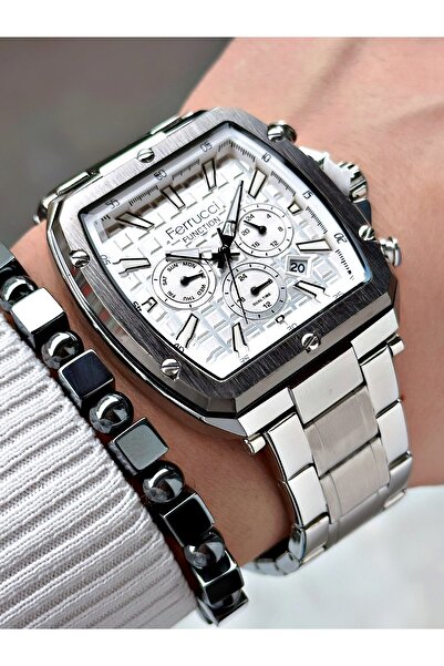 Ferrucci Ferrucci̇ Function Silver Metal Men's Watch with White Dial