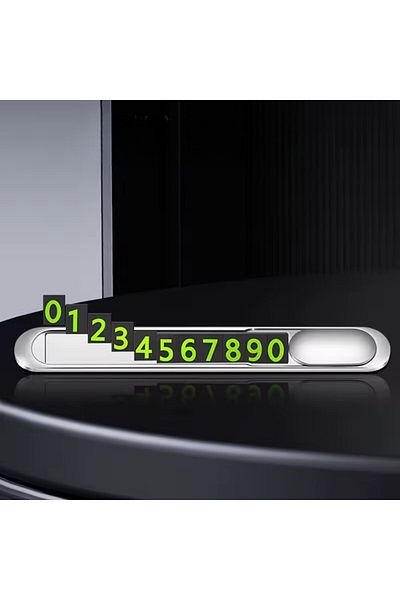 Deppo Trend In-Car Phone Number Counter Vehicle Parking Phone Premium Metallic over the Dashboard Bottom with Adhesive