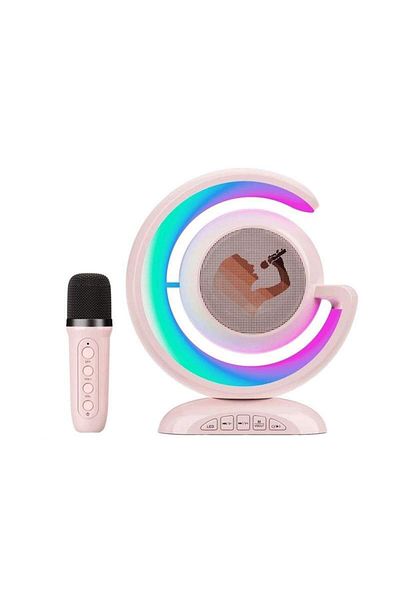 SIKS Complete Set of SIKS Smart Microphone and Wireless Speaker Station for Karaoke with RGB Led Light
