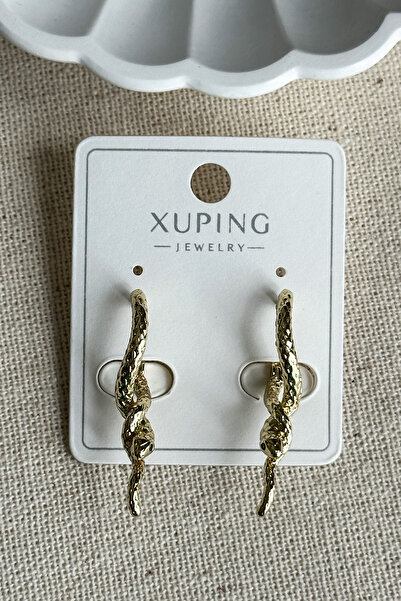 Modacaprea Xuping 14K Yılanlı Asimetrik Kadın Küpe – Kararmaz | Kadın Takı Xuping Küpe