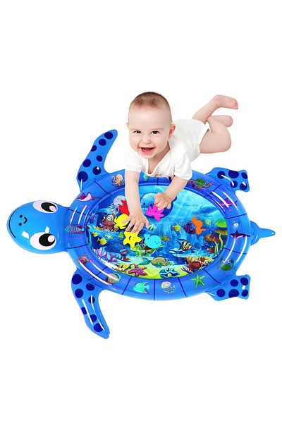 Teno Teno® Turtle Baby Water Mattress, inflatable activity and play center, blue