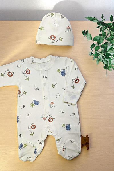 MAİBELLA Lion Detailed Newborn Baby Rompers and Hat Set