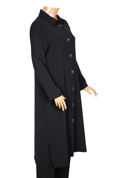 Hermevsim Hesna Women's Taylor Oversize Size Crepe Square Snap Black Tunic