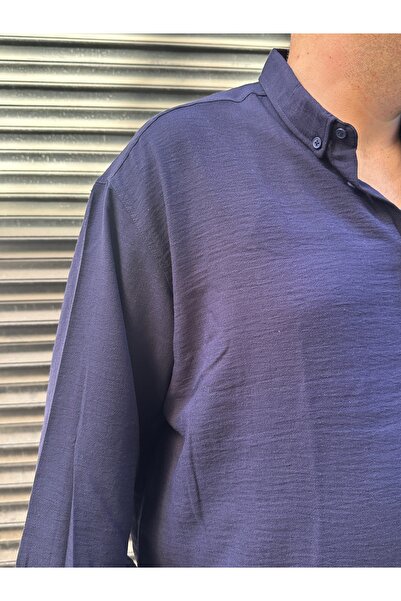 MİRMARONİ Men's Oversize Large Size Linen Look Shirt