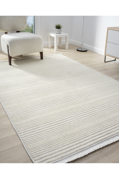 Mariesse Home Step Serisi Naturel Bukleli Yumuşak Dokulu Iskandinav Dokuma Halı