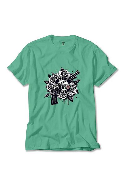 Z zepplin Guns N Roses Μαύρο Λευκό Λογότυπο Πράσινο T-Shirt