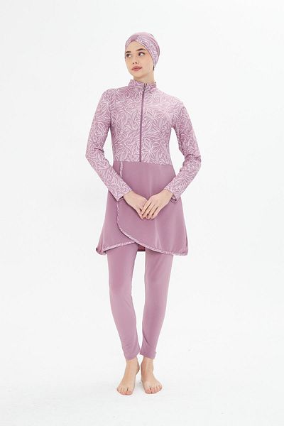 Fantasy Πλήρως καλυμμένο μαγιό με μοτίβο Lycra Hijab Pink 3483-P