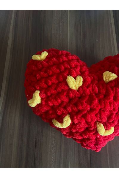 Urian Home Fan Red Yellow Puffy Heart Pillow