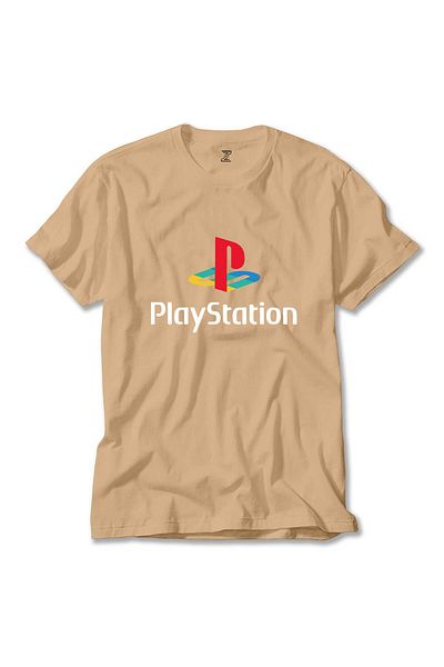 Z zepplin Λογότυπο Playstation Λευκό κρεμ μπλουζάκι