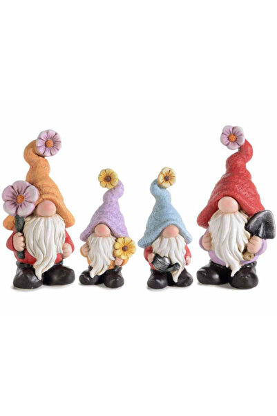 Decorer Set 4 ceramic figurines Gnomi 8.5x7.5x17.5 cm, 6.5x5x13 cm