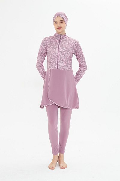 Fantasy Πλήρως καλυμμένο μαγιό με μοτίβο Lycra Hijab Pink 3483-P