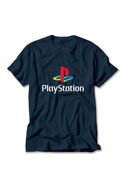 Z zepplin Λογότυπο Playstation Λευκό μπλουζάκι με μπλε ναυτικό