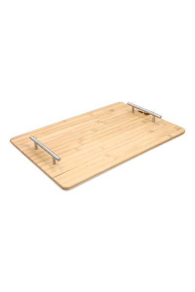 Bien Servi Rectangular Bamboo Serving Tray with Handle Natural