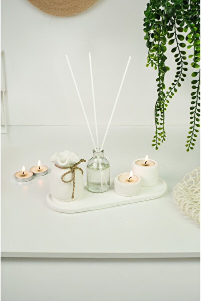 LALEZEN HOME MUMLUK & VAZO & KOKU & STANT SET (Japon kirazı çiçeği)