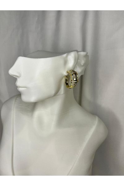 BERCHEM SCARF أقراط نسائية بتصميم عتيق مطلية بالذهب ومزينة بالأحجار - مجوهرات أنيقة وفخمة"