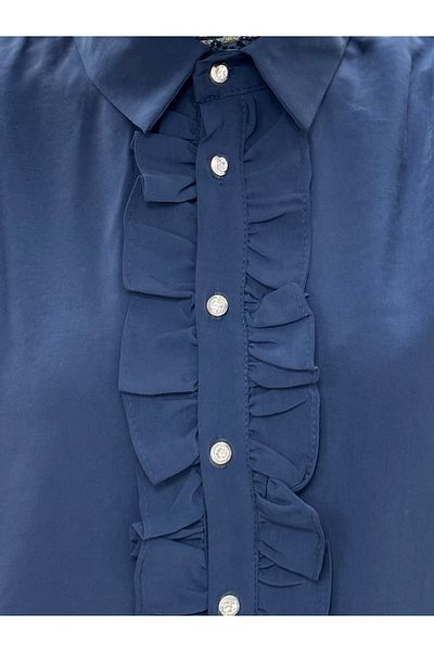 Mihra Ravessa Cupra Frilly Tunic-ZN4145 Navy Blue