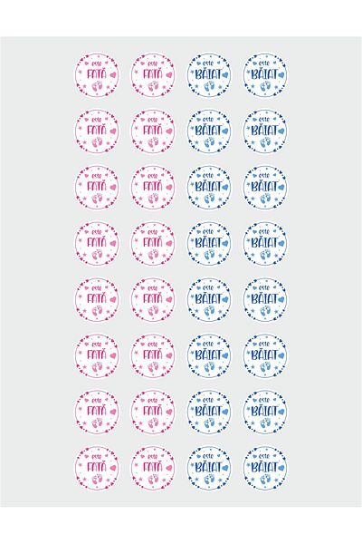OEM Set of 32 stickers for Gender Reveal party - It's a boy It's a girl, diameter 4 cm, model 4