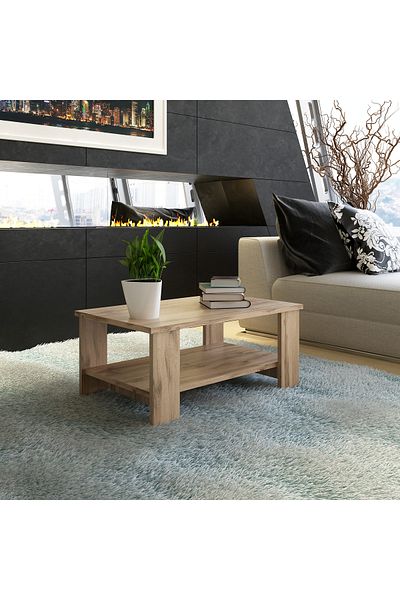 Decorer Coffee Table MDF Brown Oak Wotan Bernardo 90x55x41 cm