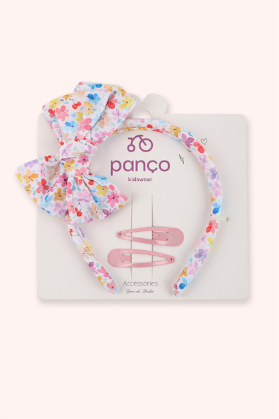 Panço Kız Çocuk Pembe Taç Toka Seti