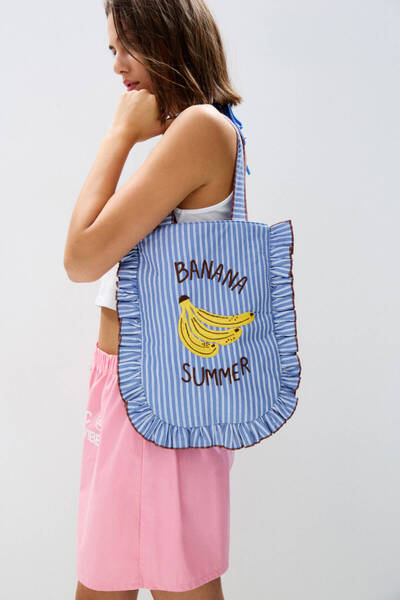 Pull & Bear Çizgili muzlu shopper çanta