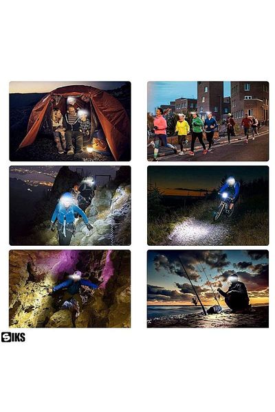 SIKS LED Headlamp, 3-Strip, Professional, USB Charging, 8 Light Modes Including Red Color Mode