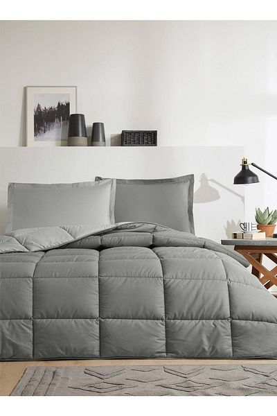 Özdilek Özdilek 100% Cotton (Sheet with Elastic) Single Bed Set-Colourist Silver Anthracite