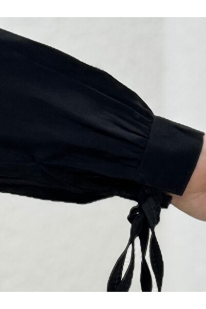 Mihra Ravessa Cupra Ruffle Tunic-Zn4145 Black