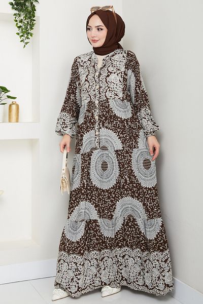 InStyle Φόρεμα με μοτίβο Mandala καφέ βισκόζη